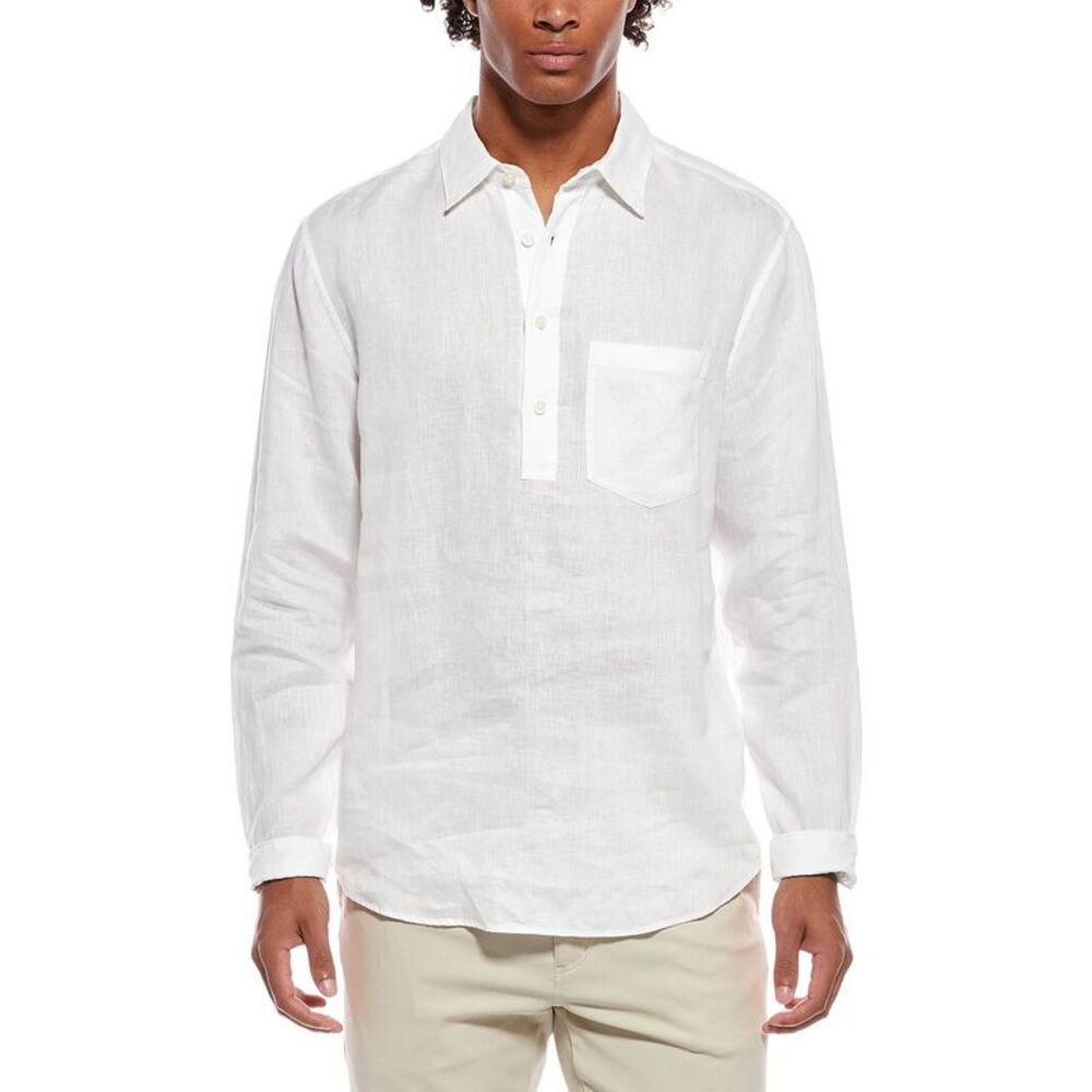 Theory Mens Irving Linen Shirt, White